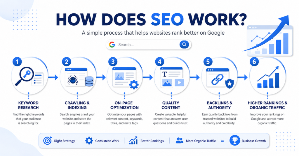 How Does SEO Work Types of SEO on page off page technical SEO
